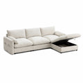 Canapé d'angle réversible en tissu beige avec rangement 250cm x 150cm x 90cm