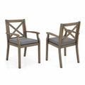 Lot de 2 chaises en bois d'acacia avec coussins en polyester gris