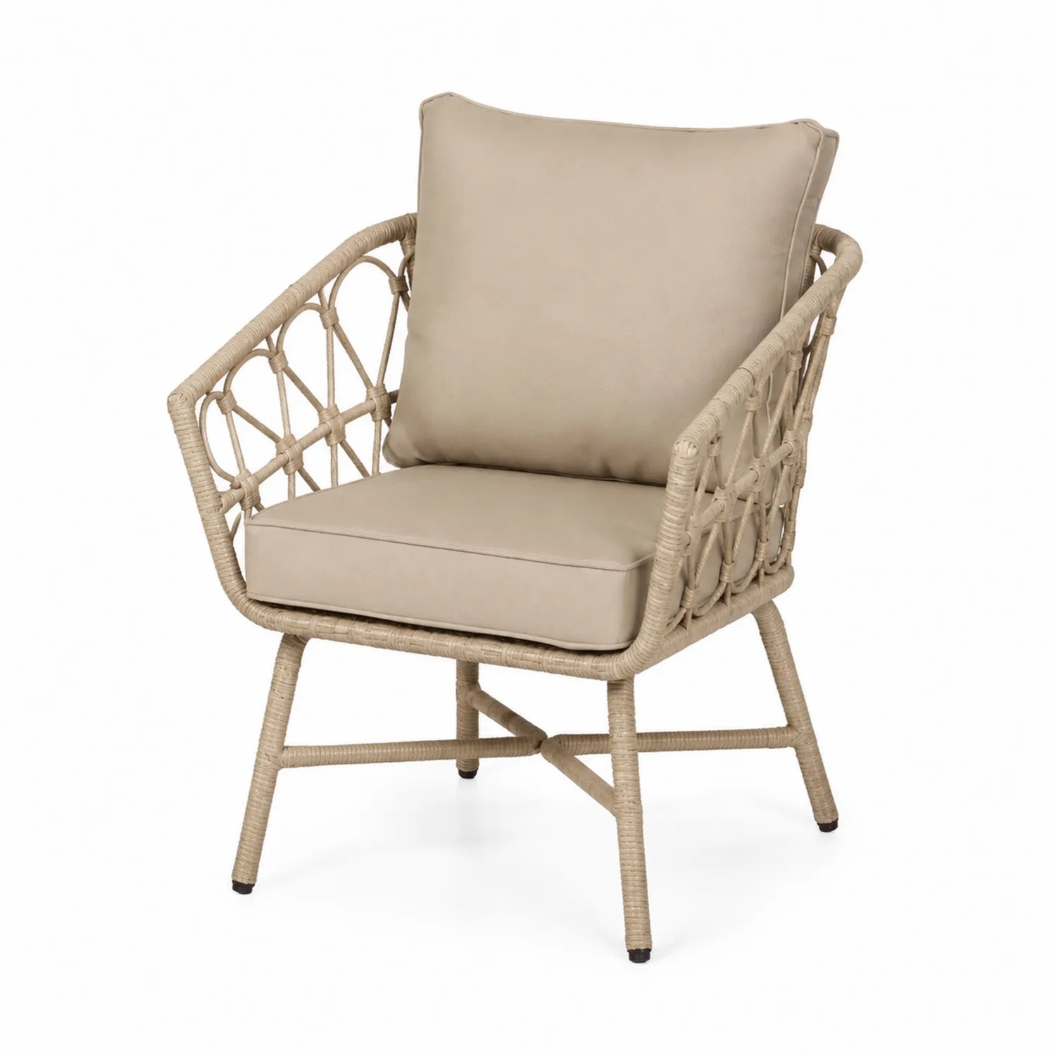 Chaise en Rotin avec Coussin Beige