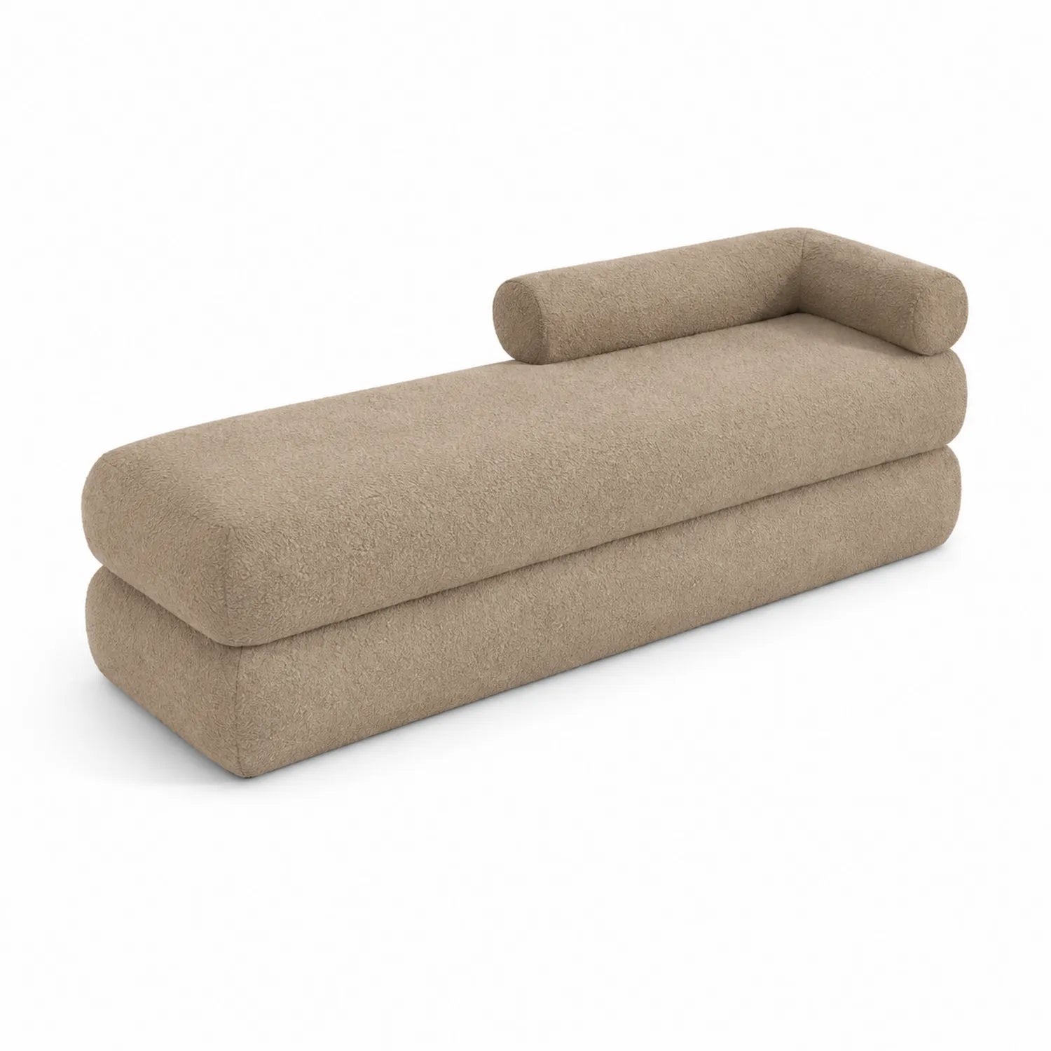 Banc en tissu bouclé avec appui-bras 180x60x45 cm