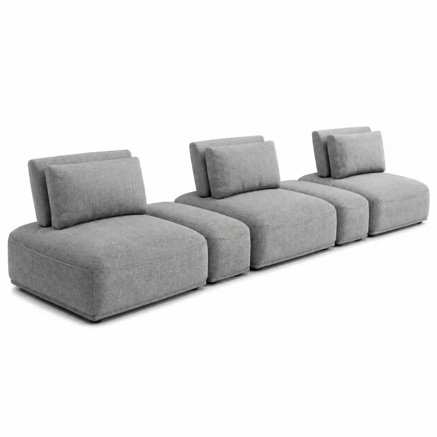 Canapé modulaire en tissu gris, 4 places