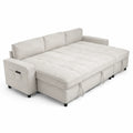 Canapé-lit en tissu polyester beige 220x150x85 cm