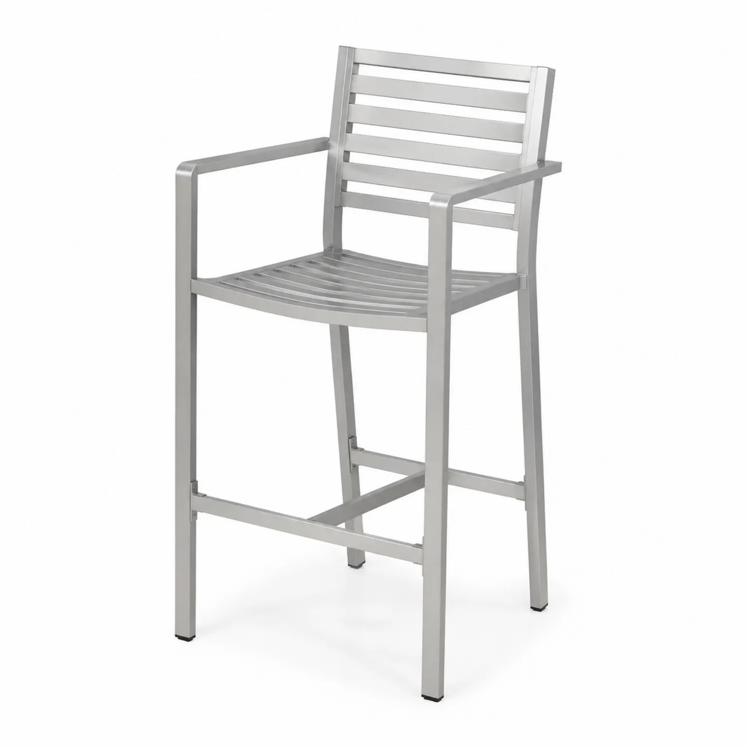 Chaise haute en aluminium avec accoudoirs
