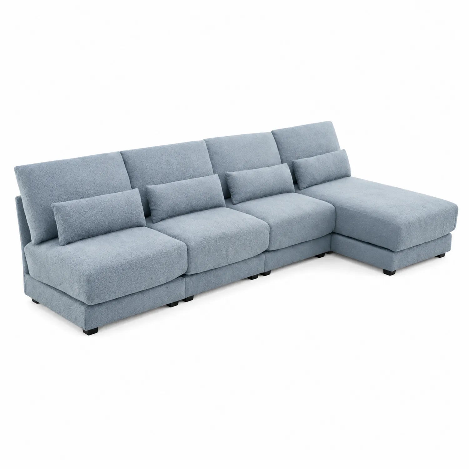 Canapé d'angle modulable en tissu bleu