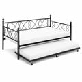 Lit Gigogne Métal Noir avec Matelas Mousse