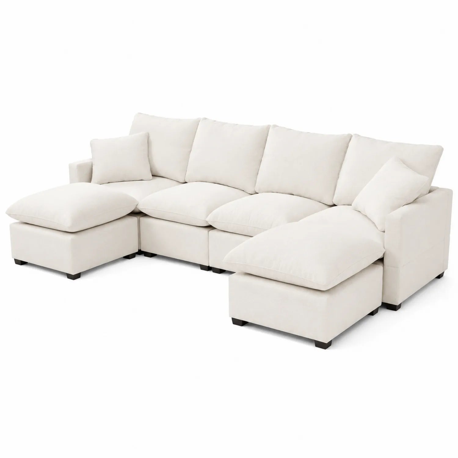 Canapé d'angle modulaire en tissu Beige
