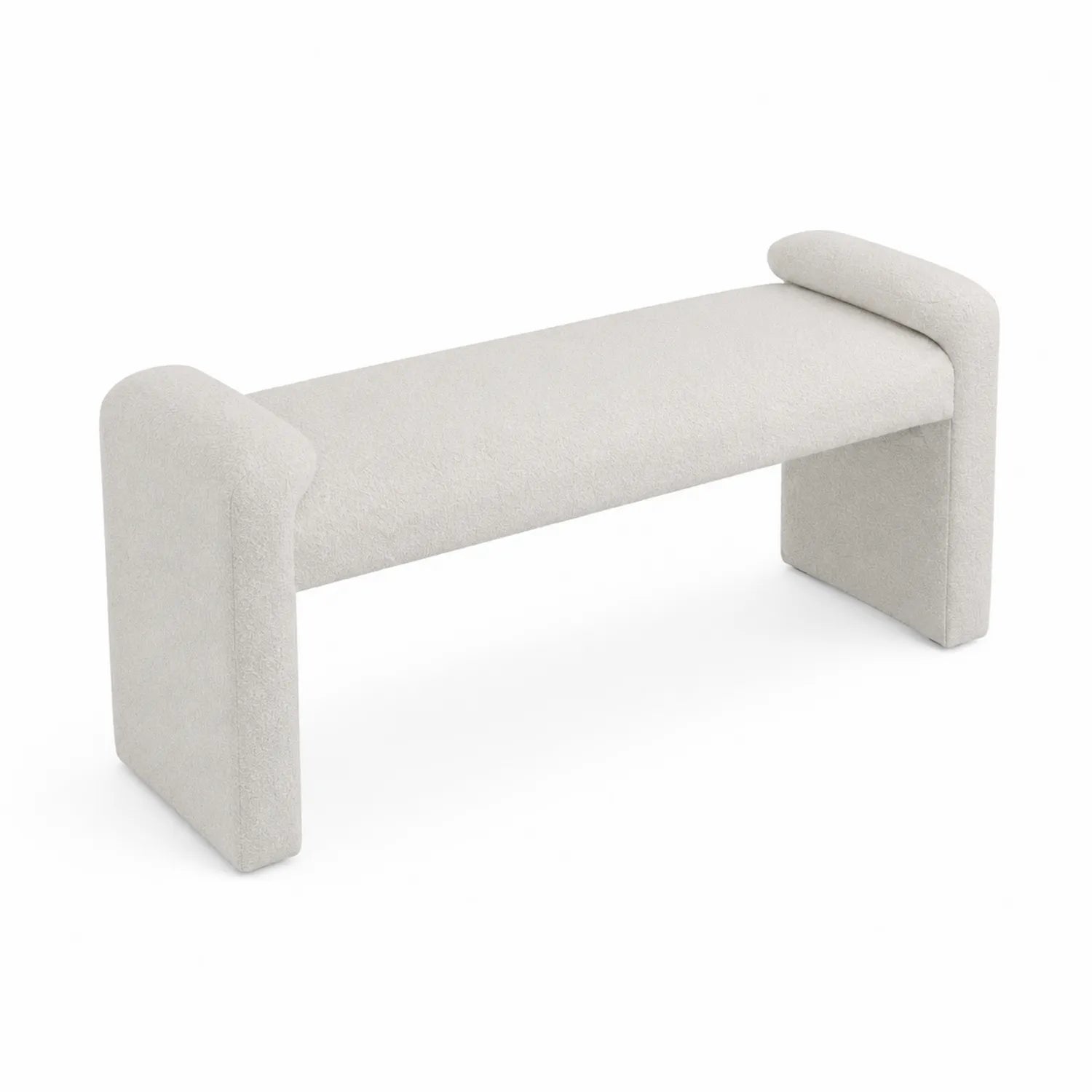 Banc en tissu beige avec structure en bois